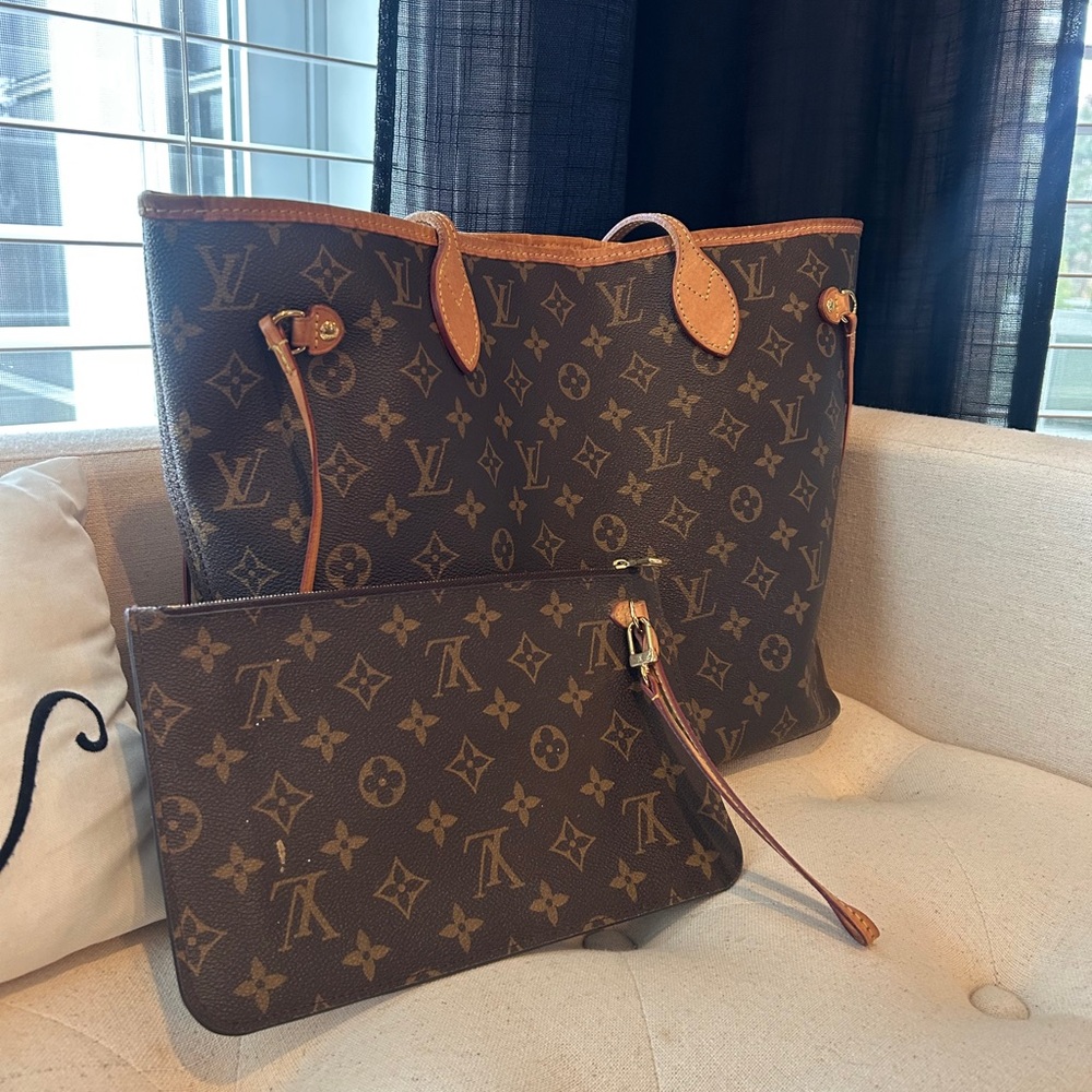 Louis Vuitton Dark Brown Monogram Tote with Pouch